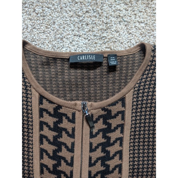 NWOT Womens Small Carlisle Houndstooth Zip Up Jacket Cardigan Silk Blend - Picture 4 of 11